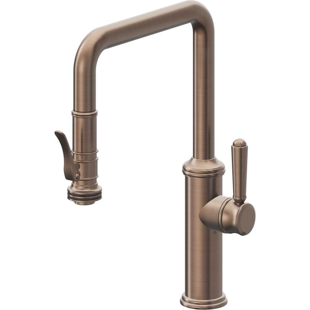 California Faucets - Pull-Down Kitchen Faucet with Squeeze Sprayer  - Quad Spout - Satin Bronze Pvd