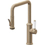 California Faucets - Pull-Down Kitchen Faucet with Squeeze Sprayer  - Quad Spout - Antique Brass Flat