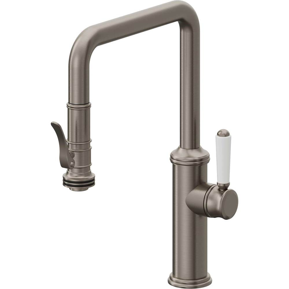 California Faucets - Pull-Down Kitchen Faucet with Squeeze Sprayer  - Quad Spout - Graphite Pvd