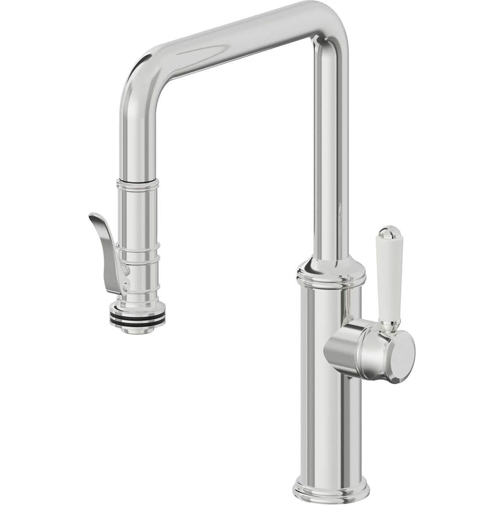California Faucets - Pull-Down Kitchen Faucet with Squeeze Sprayer  - Quad Spout - Polished Chrome