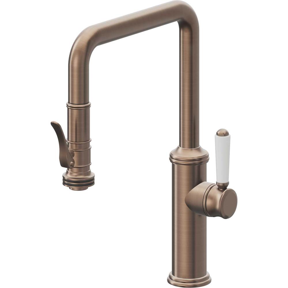 California Faucets - Pull-Down Kitchen Faucet with Squeeze Sprayer  - Quad Spout - Satin Bronze Pvd