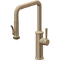 California Faucets - Pull-Down Kitchen Faucet with Squeeze Sprayer  - Quad Spout - Antique Brass Flat