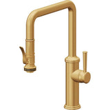California Faucets - Pull-Down Kitchen Faucet with Squeeze Sprayer  - Quad Spout - Lifetime Satin Gold Pvd