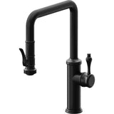 California Faucets - Pull-Down Kitchen Faucet with Squeeze Sprayer  - Quad Spout - Matte Black