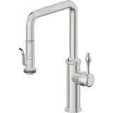 California Faucets - Pull-Down Kitchen Faucet with Squeeze Sprayer  - Quad Spout - Polished Chrome