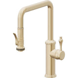 California Faucets - Pull-Down Kitchen Faucet with Squeeze Sprayer  - Quad Spout - Satin Brass Pvd