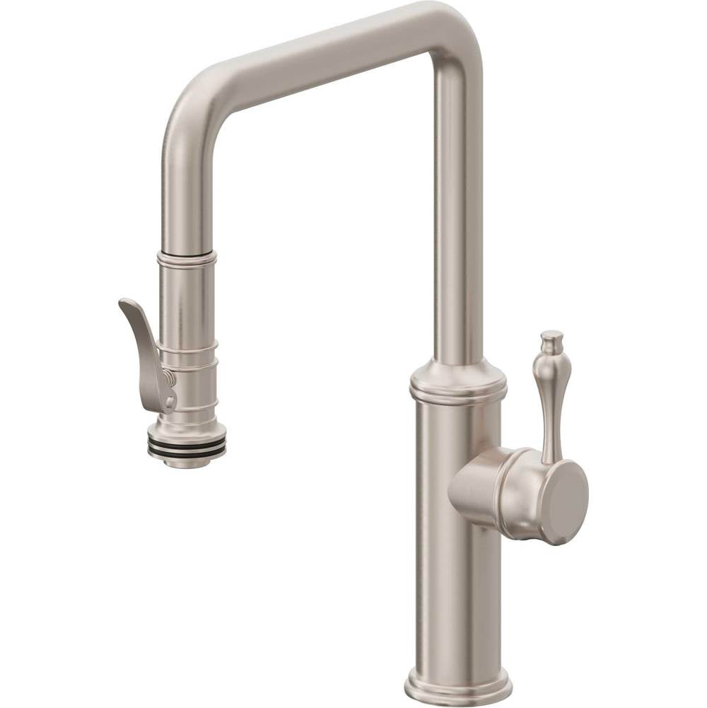 California Faucets - Pull-Down Kitchen Faucet with Squeeze Sprayer  - Quad Spout - Gloss White
