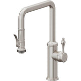 California Faucets - Pull-Down Kitchen Faucet with Squeeze Sprayer  - Quad Spout - Ultra Stainless Steel Pvd