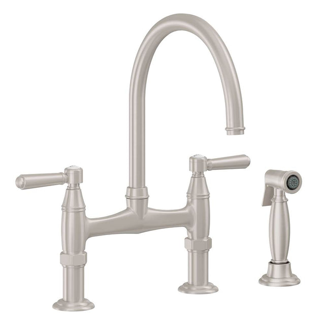 California Faucets - Bridge Kitchen Faucet with Sidespray - Gloss White