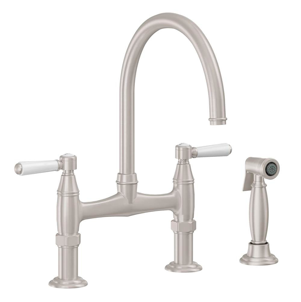California Faucets - Bridge Kitchen Faucet with Sidespray - Gloss White