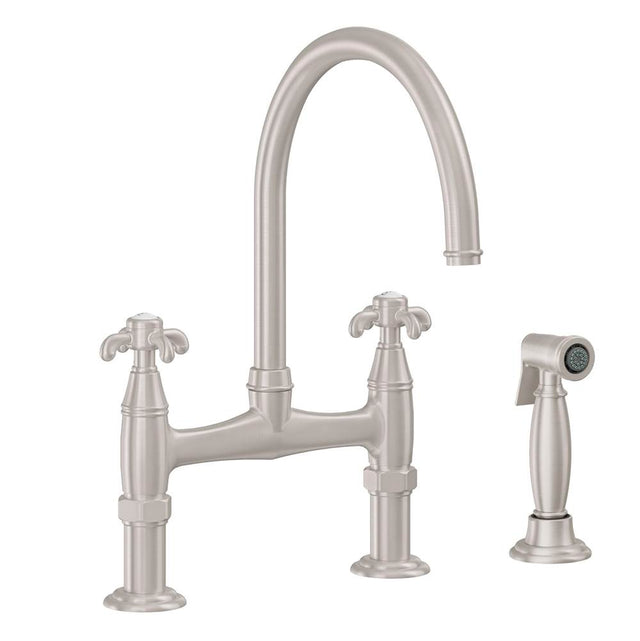 California Faucets - Bridge Kitchen Faucet with Sidespray - Gloss White