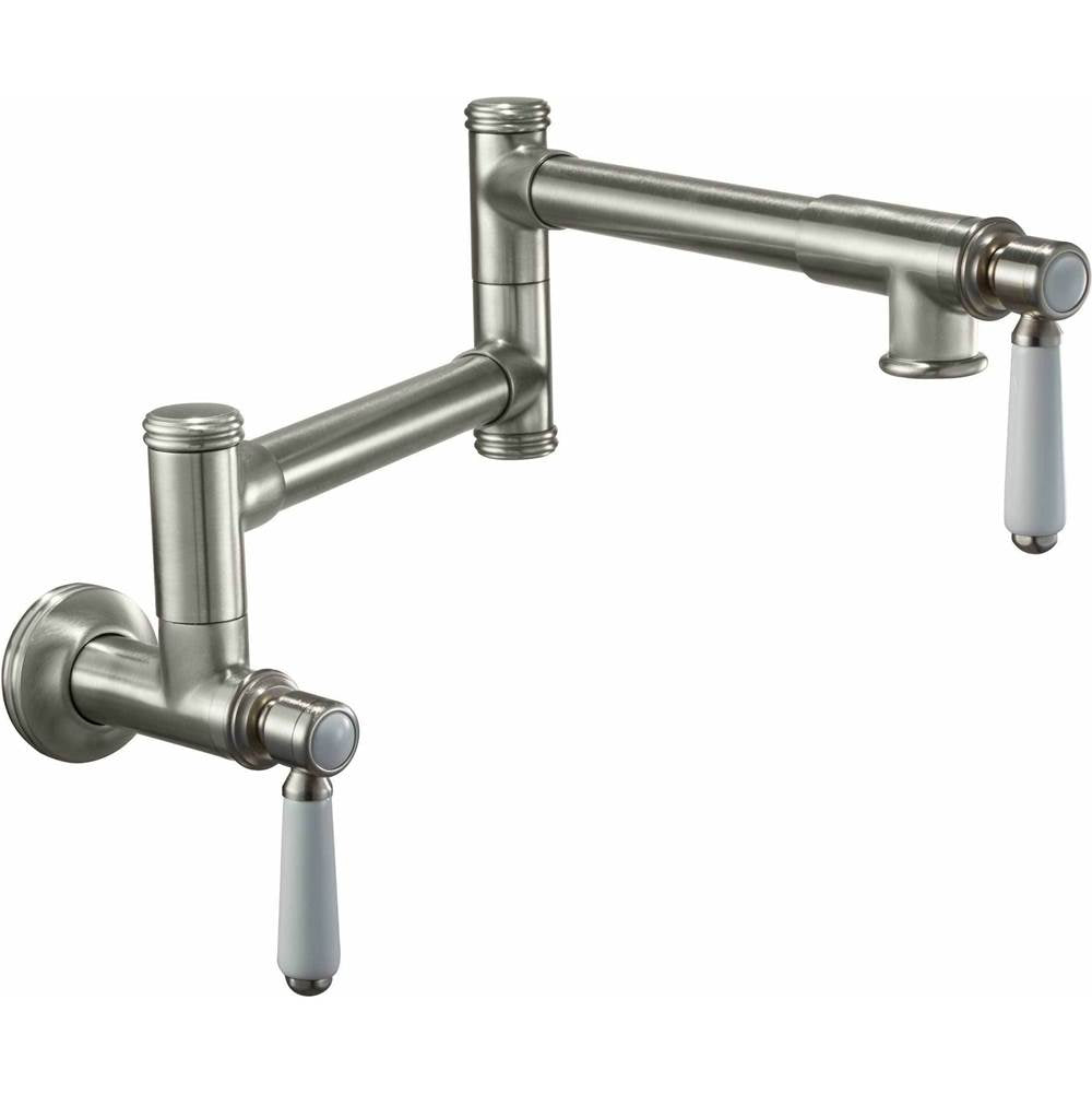 California Faucets - Pot Filler - Dual Handle Wall Mount - Traditional - Gloss White