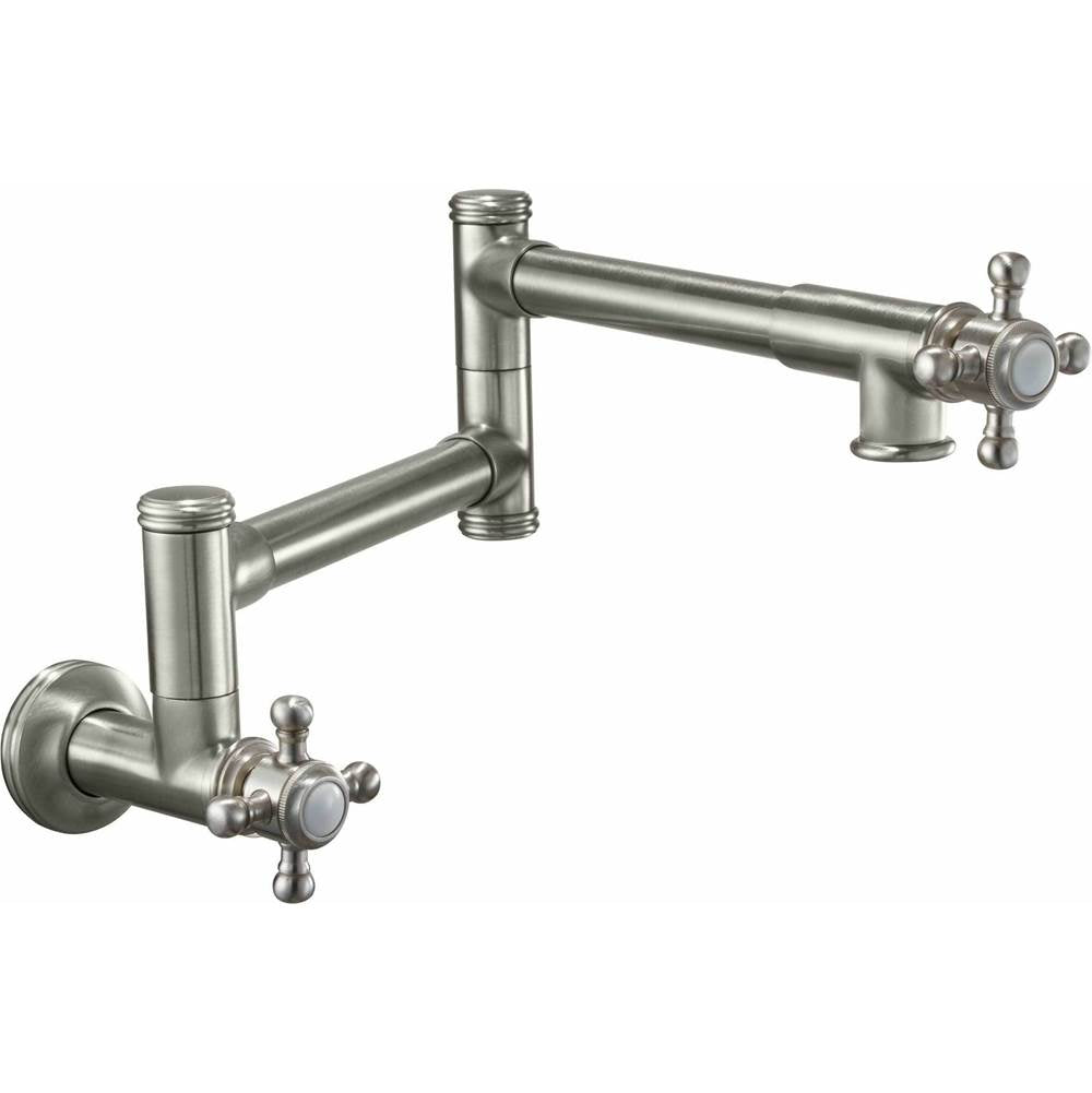 California Faucets - Pot Filler - Dual Handle Wall Mount - Traditional - Gloss White