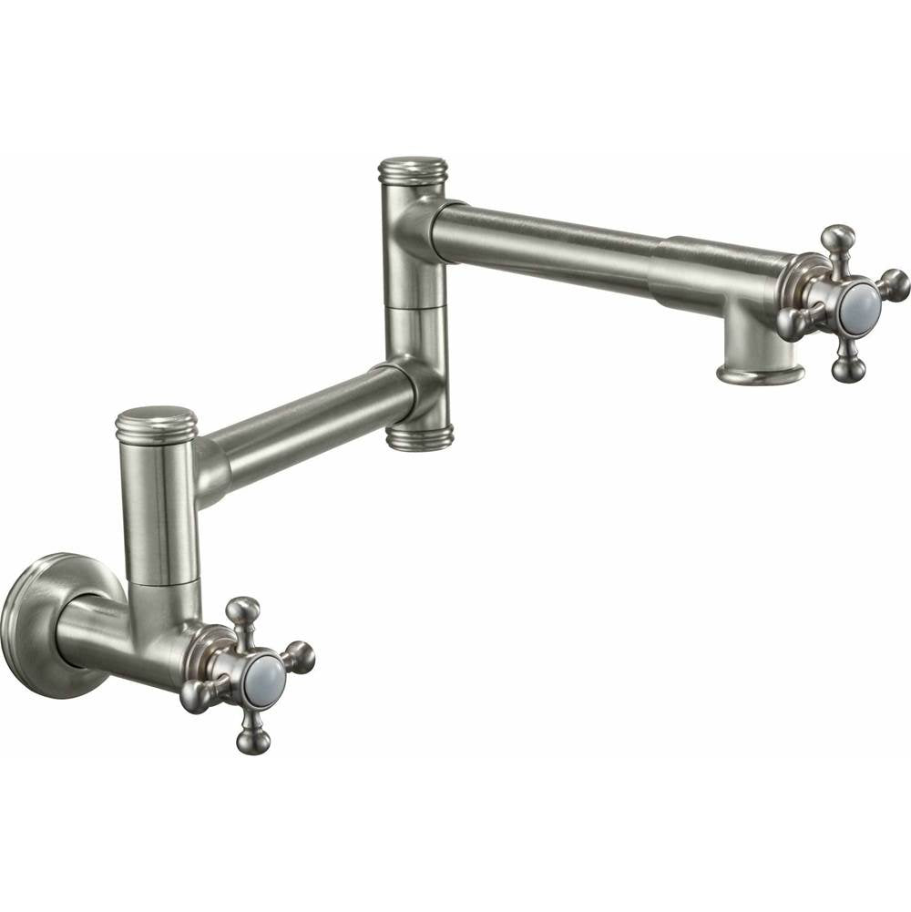 California Faucets - Pot Filler - Dual Handle Wall Mount - Traditional - Gloss White