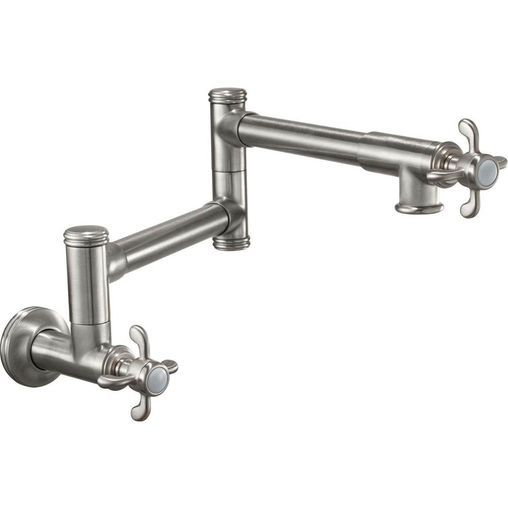 California Faucets - Pot Filler - Dual Handle Wall Mount - Traditional - Gloss White