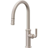 California Faucets - Pull-Down Kitchen Faucet with Button Sprayer  - High Arc Spout - Gloss White