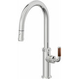 California Faucets - Pull-Down Kitchen Faucet with Button Sprayer - High Arc Spout - Polished Chrome