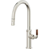 California Faucets - Pull-Down Kitchen Faucet with Button Sprayer - High Arc Spout - Polished Nickel Pvd