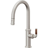 California Faucets - Pull-Down Kitchen Faucet with Button Sprayer - High Arc Spout - Ultra Stainless Steel Pvd