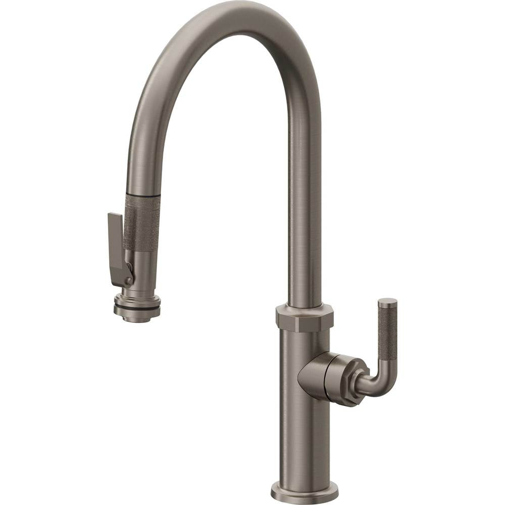 California Faucets - Pull-Down Kitchen Faucet with Squeeze Sprayer  - High Arc Spout - Graphite Pvd