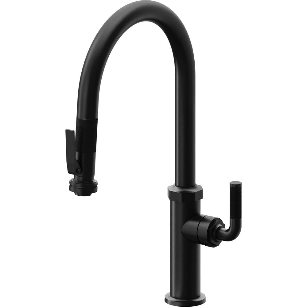 California Faucets - Pull-Down Kitchen Faucet with Squeeze Sprayer  - High Arc Spout - Matte Black