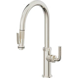 California Faucets - Pull-Down Kitchen Faucet with Squeeze Sprayer  - High Arc Spout - Polished Nickel Pvd