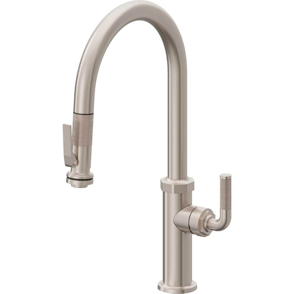 California Faucets - Pull-Down Kitchen Faucet with Squeeze Sprayer  - High Arc Spout - Gloss White
