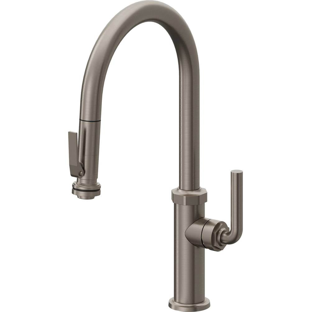 California Faucets - Pull-Down Kitchen Faucet with Squeeze Sprayer  - High Arc Spout - Graphite Pvd