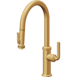 California Faucets - Pull-Down Kitchen Faucet with Squeeze Sprayer  - High Arc Spout - Lifetime Satin Gold Pvd