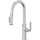 California Faucets - Pull-Down Kitchen Faucet with Squeeze Sprayer  - High Arc Spout - Polished Chrome