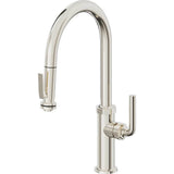 California Faucets - Pull-Down Kitchen Faucet with Squeeze Sprayer  - High Arc Spout - Polished Nickel Pvd