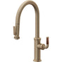 California Faucets - Pull-Down Kitchen Faucet with Squeeze Sprayer - High Arc Spout - Antique Brass Flat