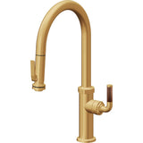 California Faucets - Pull-Down Kitchen Faucet with Squeeze Sprayer - High Arc Spout - Lifetime Satin Gold Pvd