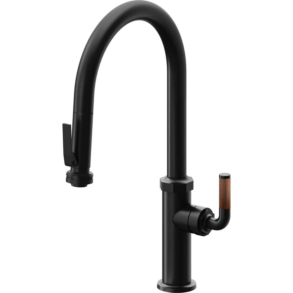 California Faucets - Pull-Down Kitchen Faucet with Squeeze Sprayer - High Arc Spout - Matte Black