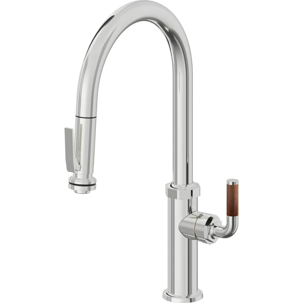 California Faucets - Pull-Down Kitchen Faucet with Squeeze Sprayer - High Arc Spout - Polished Chrome