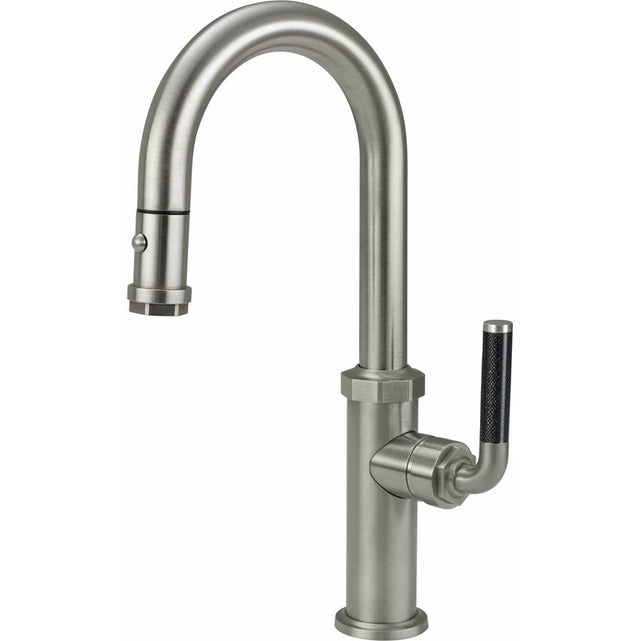 California Faucets - Pull-Down Prep/Bar Faucet with Button Sprayer - Gloss White
