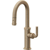 California Faucets - Pull-Down Prep/Bar Faucet with Button Sprayer - Antique Brass Flat