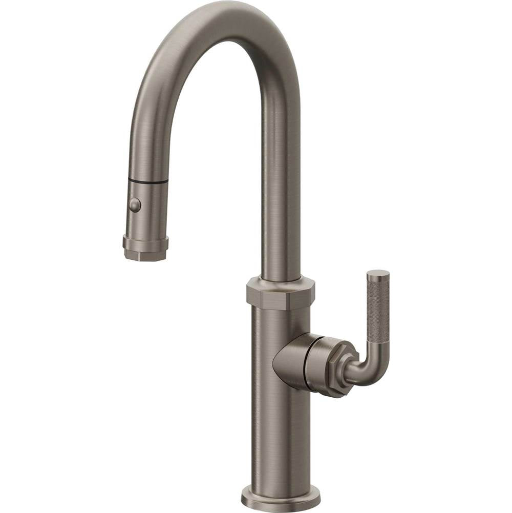 California Faucets - Pull-Down Prep/Bar Faucet with Button Sprayer - Graphite Pvd