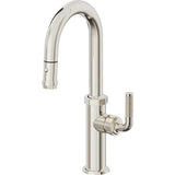 California Faucets - Pull-Down Prep/Bar Faucet with Button Sprayer - Polished Nickel Pvd