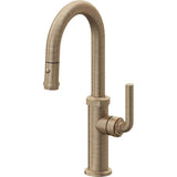 California Faucets - Pull-Down Prep/Bar Faucet with Button Sprayer - Antique Brass Flat