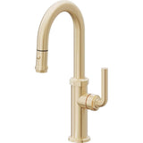 California Faucets - Pull-Down Prep/Bar Faucet with Button Sprayer - Satin Brass Pvd