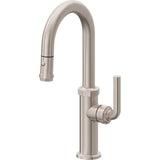 California Faucets - Pull-Down Prep/Bar Faucet with Button Sprayer - Gloss White