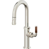 California Faucets - Pull-Down Prep/Bar Faucet with Button Sprayer - Polished Nickel Pvd