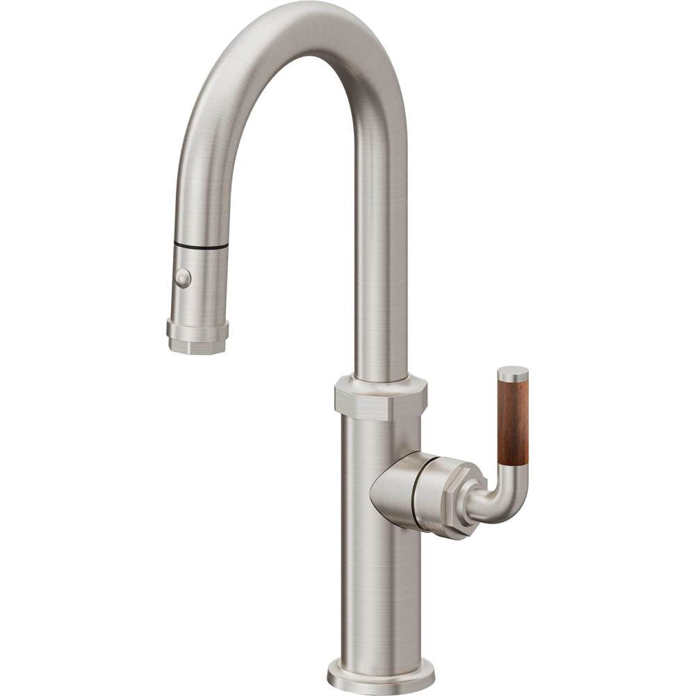 California Faucets - Pull-Down Prep/Bar Faucet with Button Sprayer - Ultra Stainless Steel Pvd