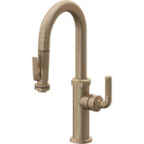 California Faucets - Pull-Down Prep/Bar Faucet with Squeeze Sprayer - Antique Brass Flat