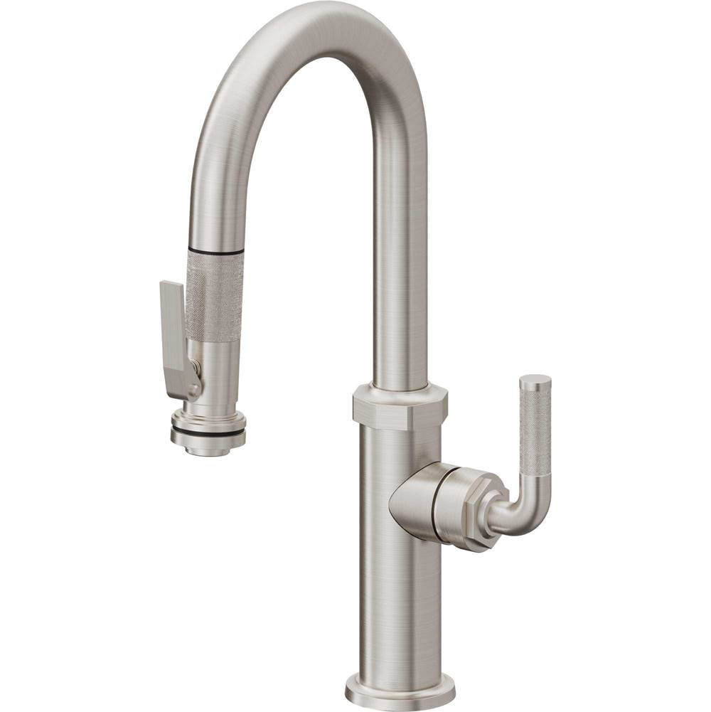 California Faucets - Pull-Down Prep/Bar Faucet with Squeeze Sprayer - Ultra Stainless Steel Pvd