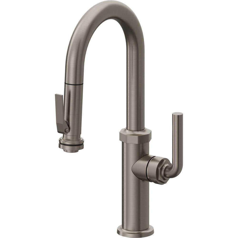 California Faucets - Pull-Down Prep/Bar Faucet with Squeeze Sprayer - Graphite Pvd