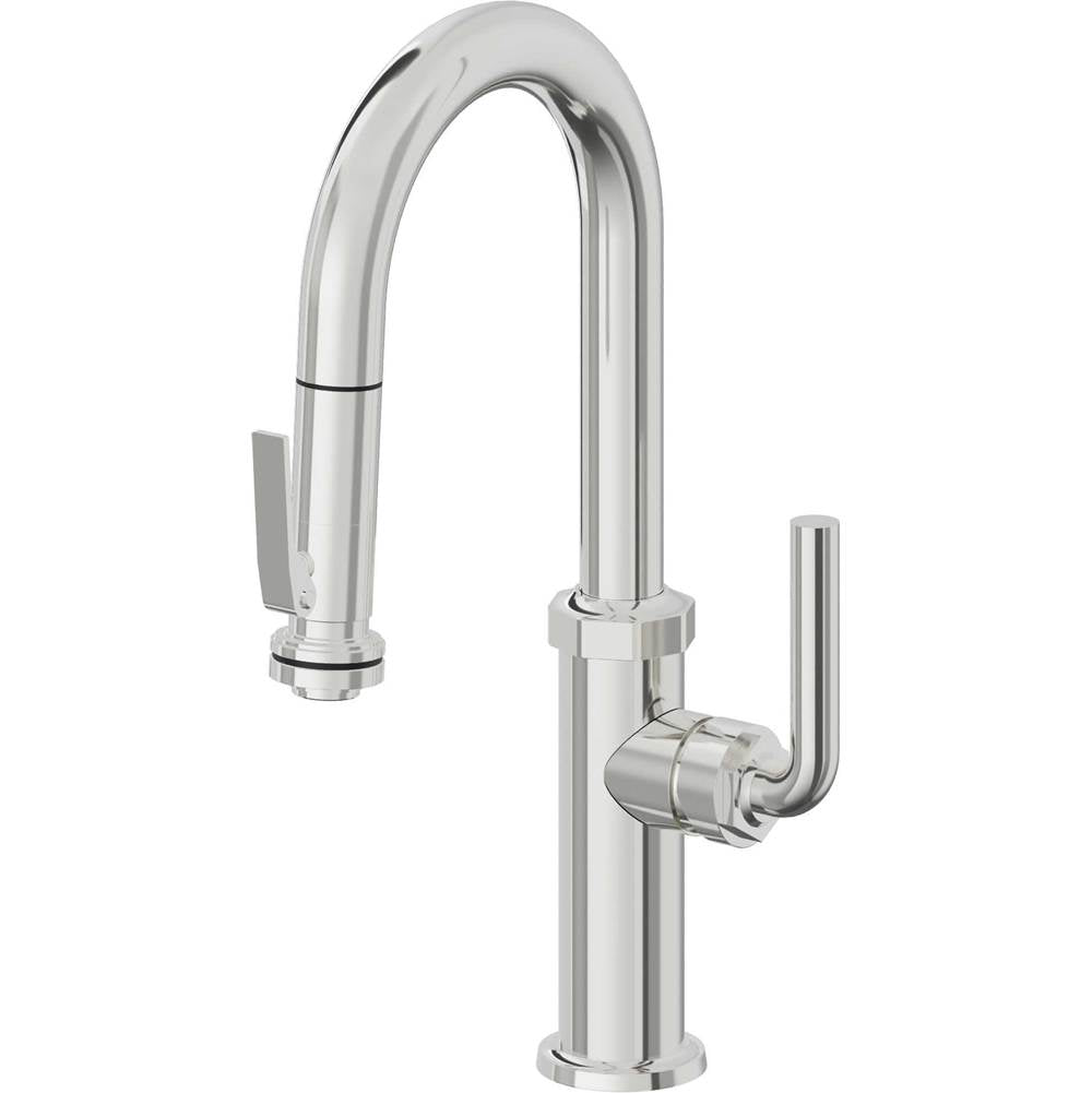 California Faucets - Pull-Down Prep/Bar Faucet with Squeeze Sprayer - Polished Chrome