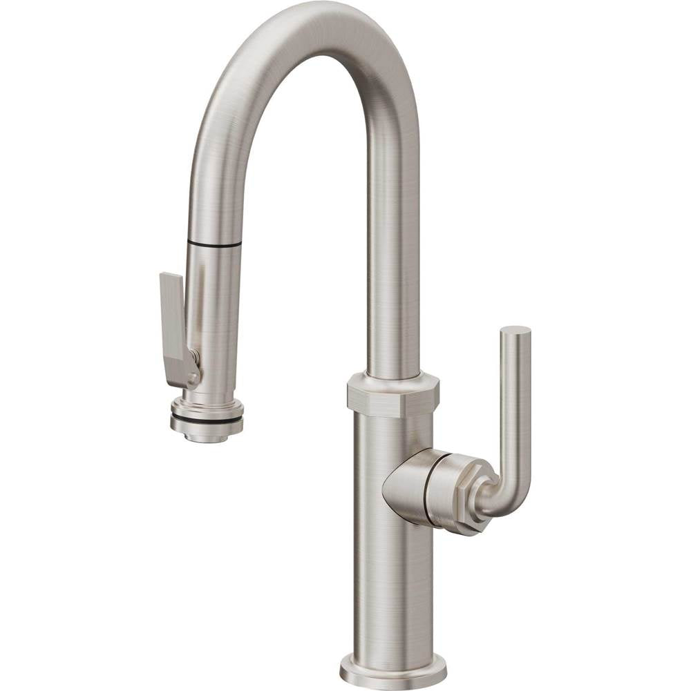 California Faucets - Pull-Down Prep/Bar Faucet with Squeeze Sprayer - Ultra Stainless Steel Pvd