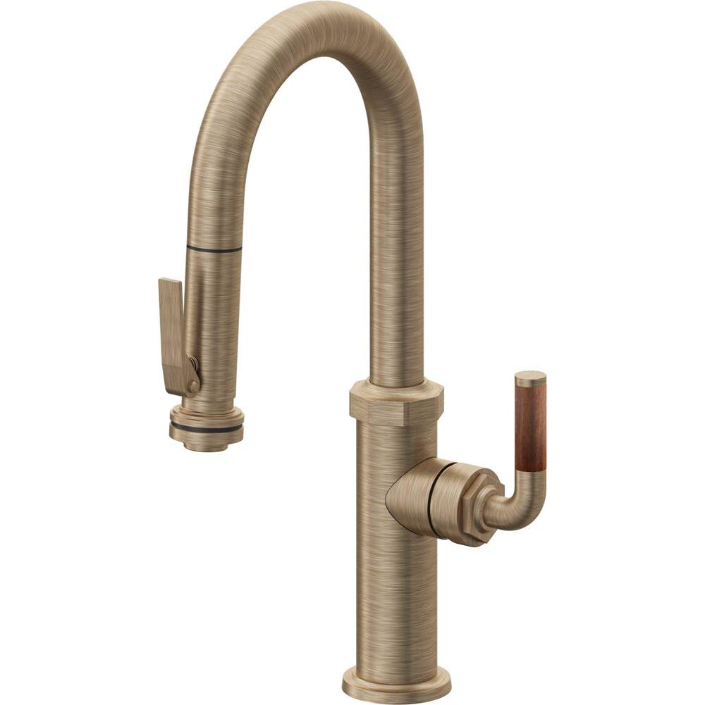 California Faucets - Pull-Down Prep/Bar Faucet with Squeeze Sprayer - Antique Brass Flat